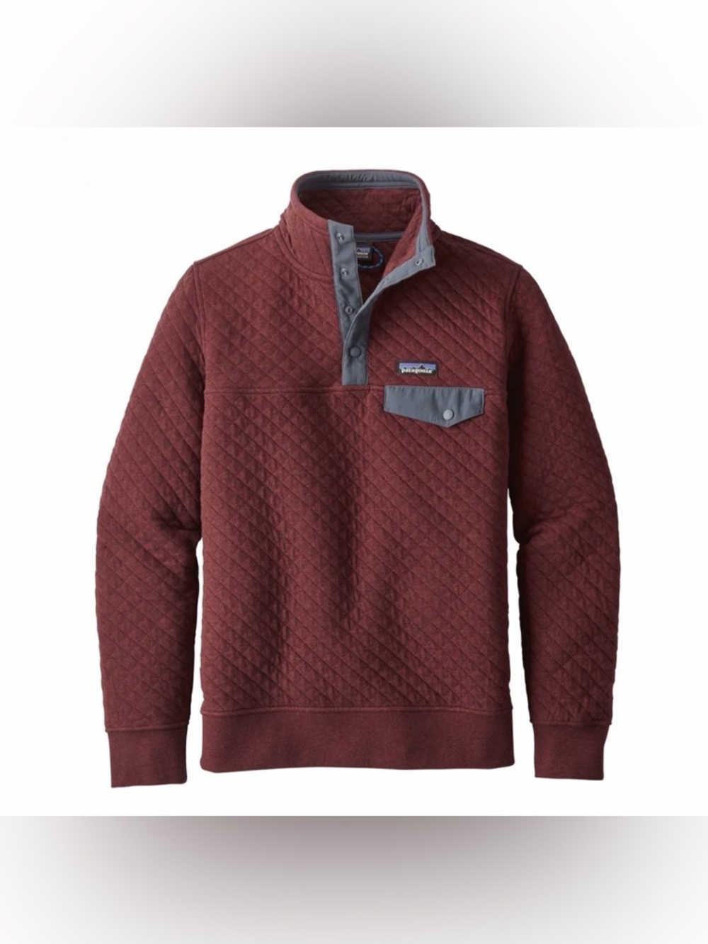 Patagonia Quilted Snap-T Pullover Sweatshirt Maroon Dark Ruby Cotton Women Med - Picture 2 of 9